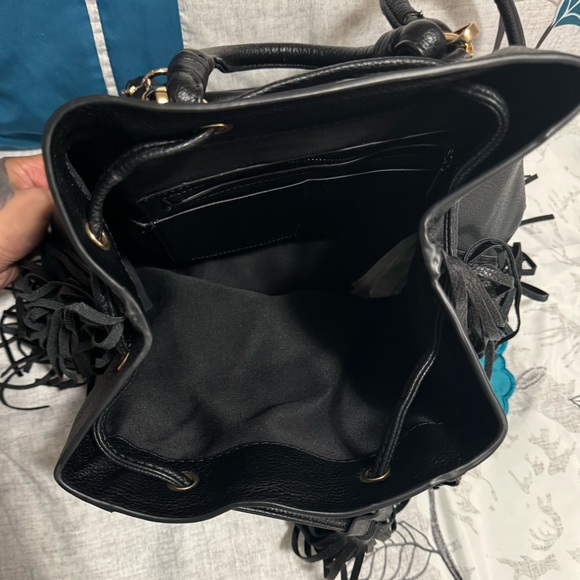 ZARA Faux Leather Fringe Bucket Backpack - Picture 2 of 8